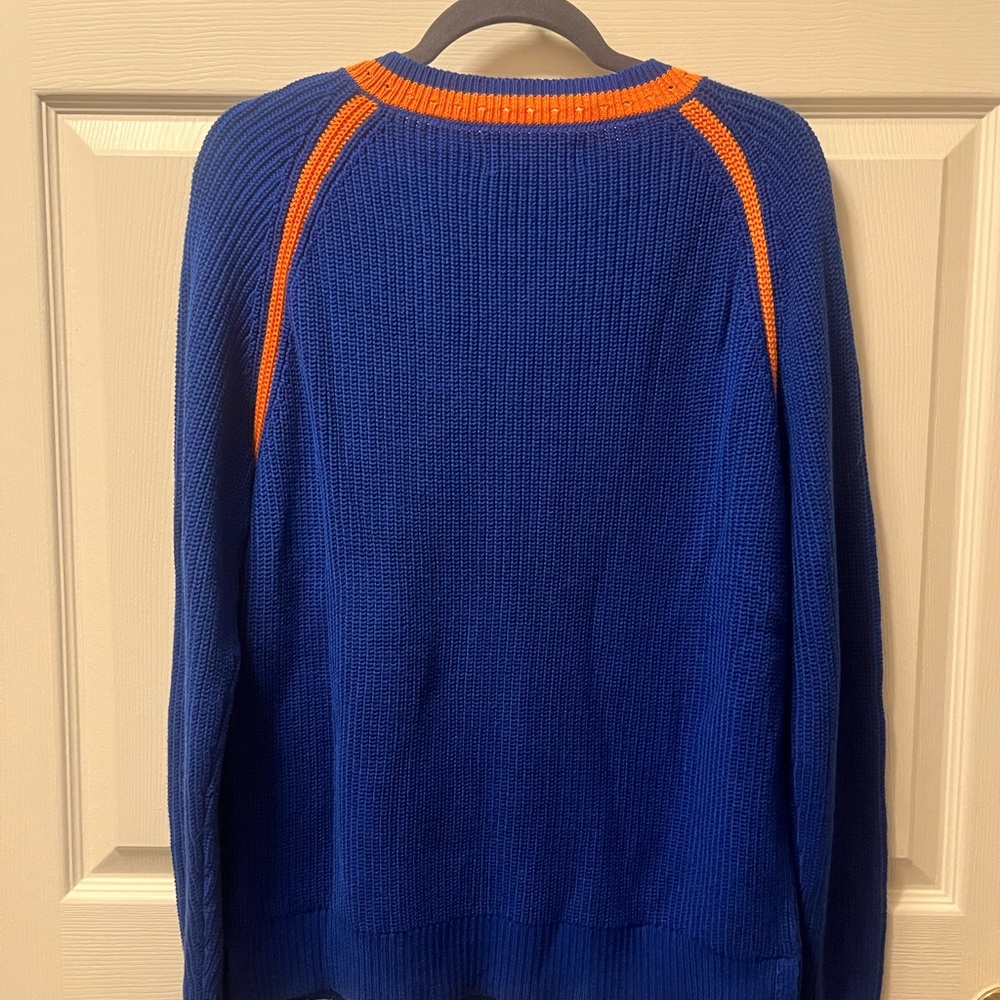 Best Wool Men's Blue and Orange‎ V-Neck Sweater. Sz Small. Baseball/Mets - Picture 3 of 6
